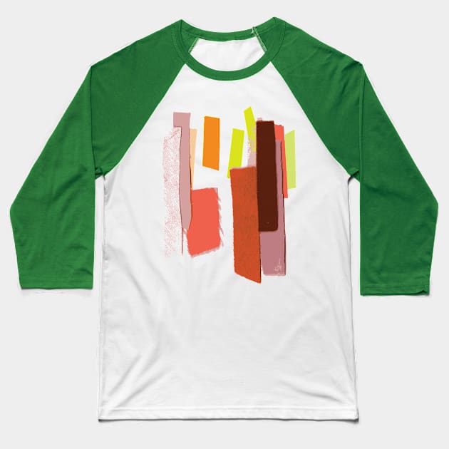 Geometric Color Swatches Illustration - Orange Rust Baseball T-Shirt by BastianKNTWR